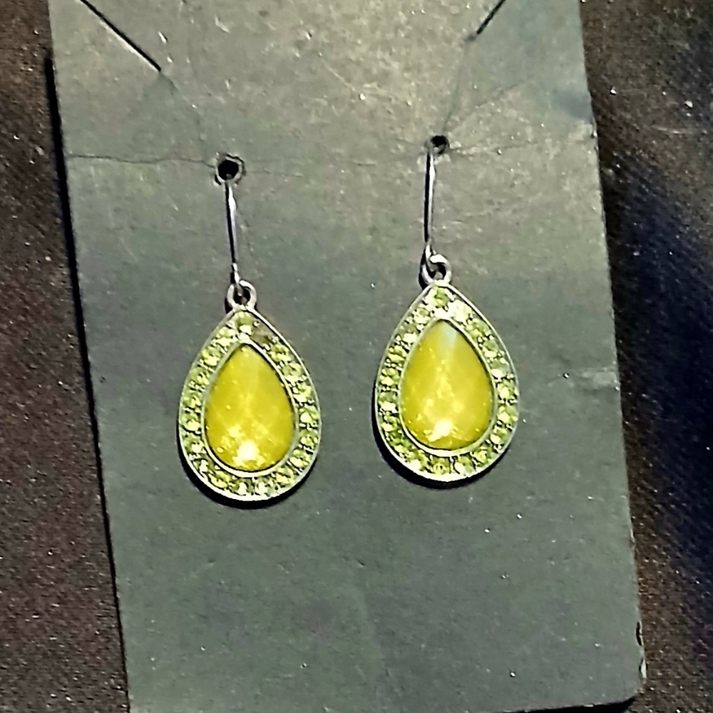 Stunning Yellow and Silver Teardrop Earrings